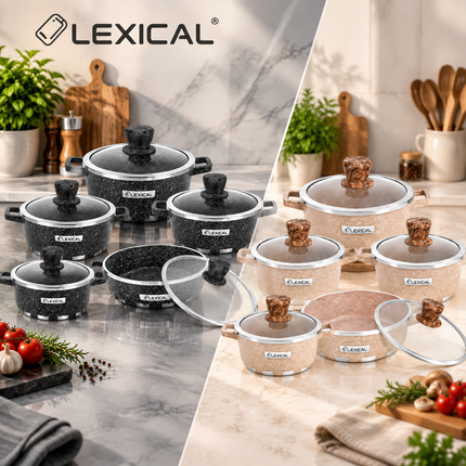 Lexical Germany Majestic 10 Piece Granite Casserole Cookware Set Black or Cream