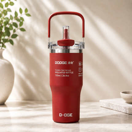 Dodge 750ml Dual Drink Insulated Travel Tumbler Hot Cold Coffee Tea Cup