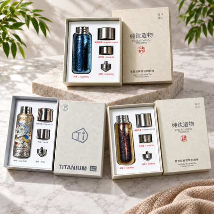 Yimi 360ml Titanium Insulated Tea Flask with Infuser and Cup