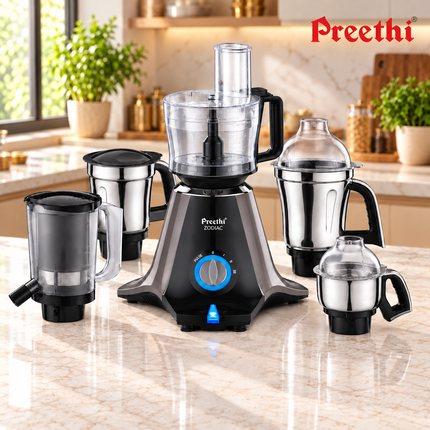 Preethi Zodiac MG-218 750W Indian Mixer Grinder with 5 Jars Food Processor Juicer  Wet Dry Grinding