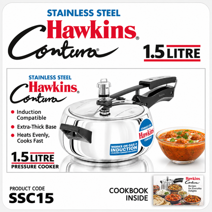 Hawkins Contura tlakový hrnec, nerezový hrnec, Handi hrnec, indukční hrnec, stříbrný