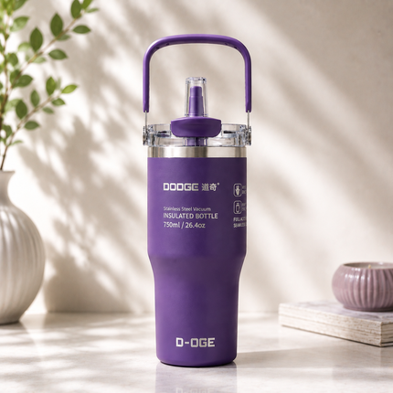 Dodge 750ml Dual Drink Insulated Travel Tumbler Hot Cold Coffee Tea Cup