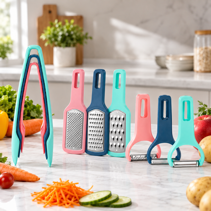 Winning Star 3-in-1 Kitchen Tools Tongs Peeler Grater Stainless Steel