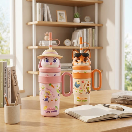 Character Design 800ml Insulated Stainless Steel Water Bottle Hot Cold Travel Flask Gift School