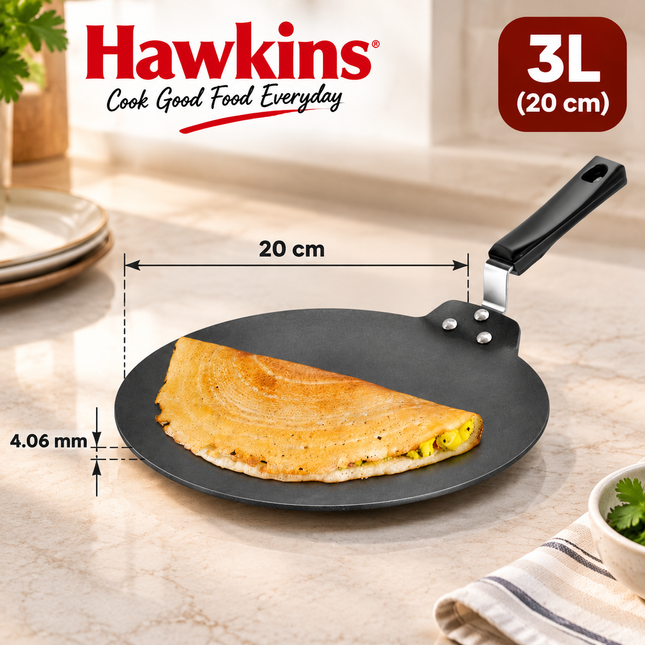 Hawkins Hard Anodized Non Stick Tava 3L 5L Aluminium Griddle 4.88mm Heavy Gauge Body