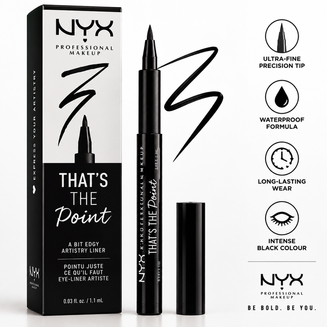 NYX Professional Makeup That's The Point Black Artistry Eyeliner Waterproof Liquid Eyeliner Pen 1.1ml