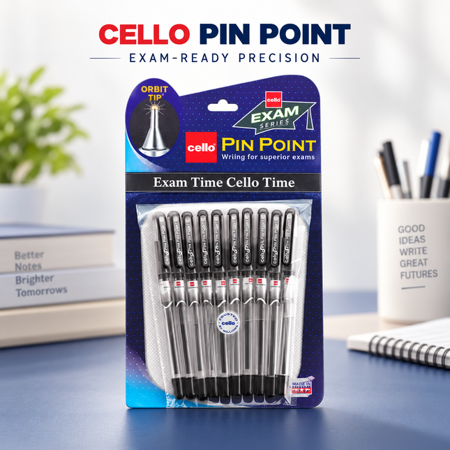 Cello Techno Tip Ball Pens Pack of 10 Blue Ink Smooth Writing Pens