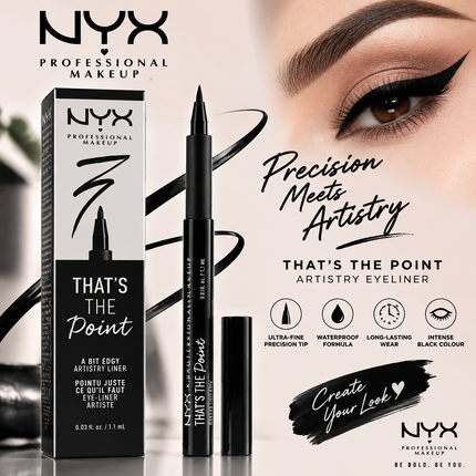 NYX Professional Makeup That's The Point Black Artistry Eyeliner Waterproof Liquid Eyeliner Pen 1.1ml