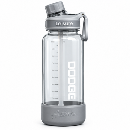 Dodge 520ml Sports Water Bottle with Straw Time Marker Carry Handle