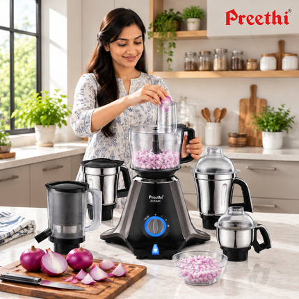 Preethi Zodiac MG-218 750W Indian Mixer Grinder with 5 Jars Food Processor Juicer  Wet Dry Grinding