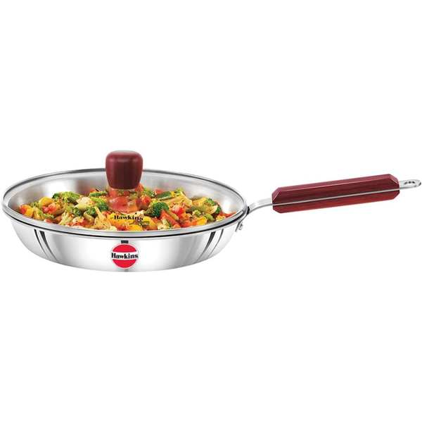 HAWKINS Triply 3 mm Stainless Steel Frying Pan Glass with Lid (26 cm)