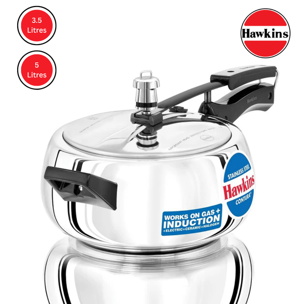 Hawkins Contura Pressure Cooker, Stainless Steel Cooker, Handi Cooker, Induction Cooker, Silver