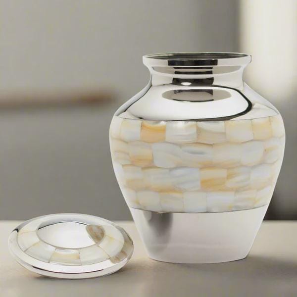 Royal Rapture Brass Mother of Pearl URN for Ashes Cremation Memorial Funeral Love Adult Child Human