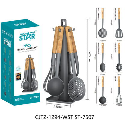 Winning Star 7-Piece Silicone Kitchen Utensil Set Spatula Cooking Tools