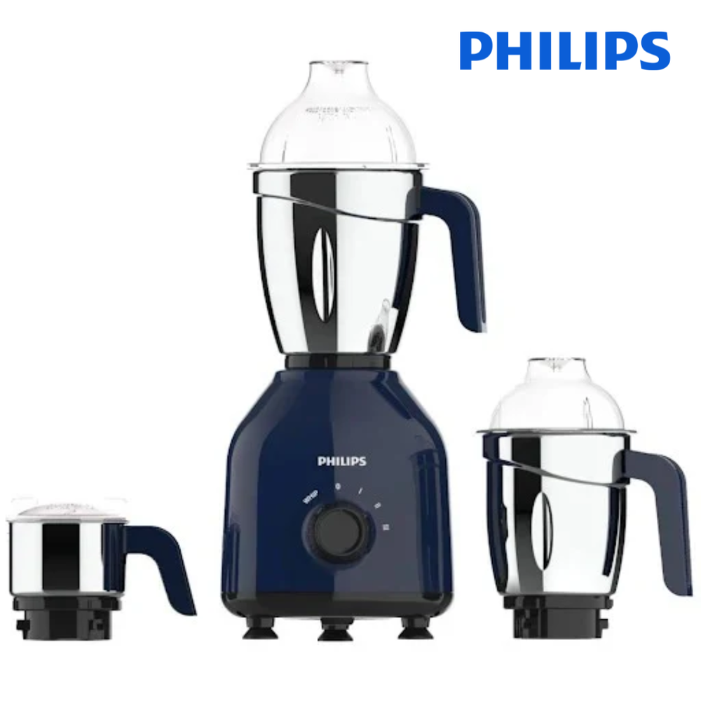 Philips HL7756 HL7757 Indian Mixer Grinder 750W Dry Wet Chutney Grinding Jars Stainless Steel (Black Premium Blue) International Plug