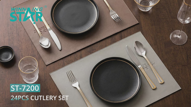 Winning Star 24-Piece Stainless Steel Cutlery Set Spoon Fork Knife Tableware