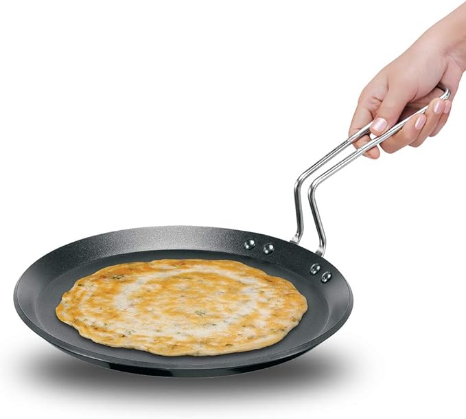 HAWKINS Futura Non-Stick Induction Compatible Flat Tava Griddle, 10" Induction, Black