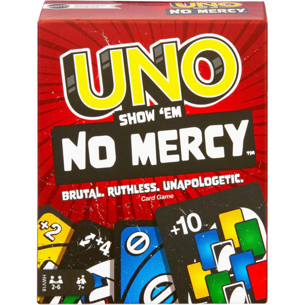 Mattel Games UNO Show ?em No Mercy Card Game for Kids, Adults & Family Parties and Travel With Extra Cards, Special Rules and Tougher Penalties
