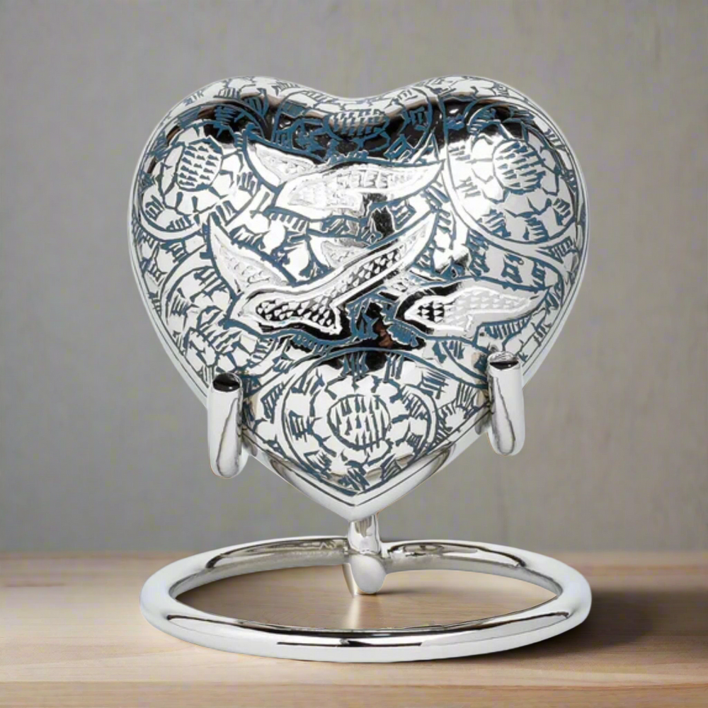 Royal Rapture Heart Shaped Cremation Urn - Pink Aluminum, 6 Inch, Holds 200 Cu In