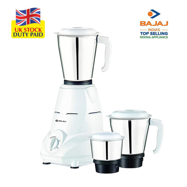 Bajaj Rex Indian Mixer Grinder 500W Nutri-Pro Feature| 3 Jars (White or Purple) + International Plug