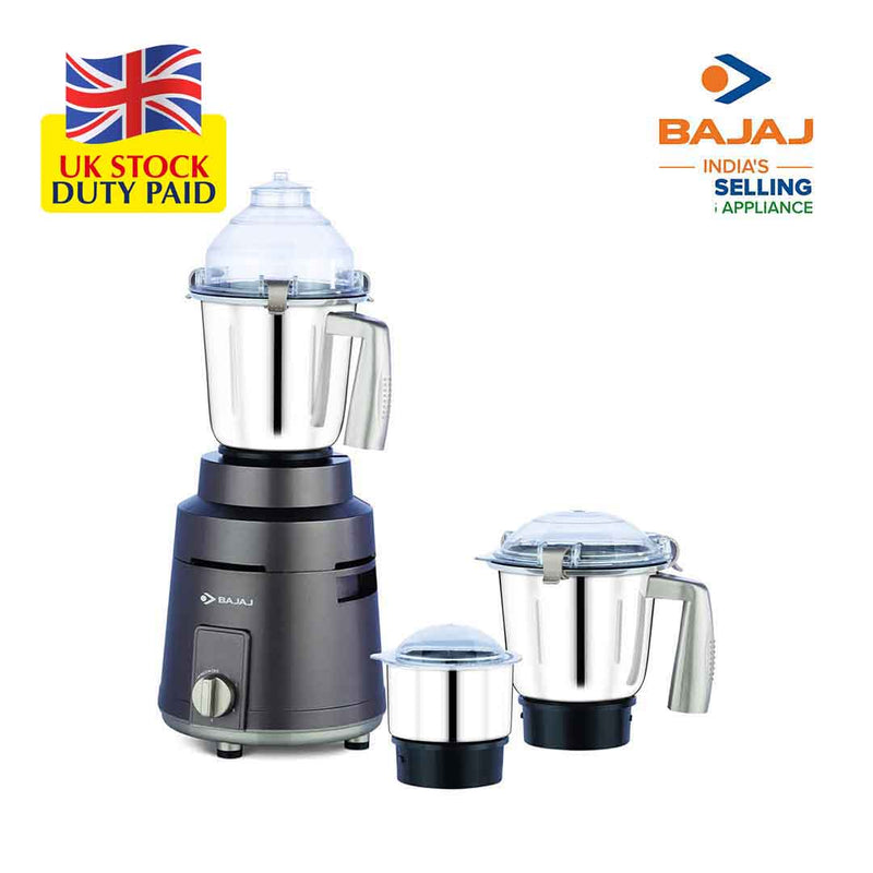 Bajaj Herculo 1000W Powerful Mixer Grinder Indian with Nutri-Pro Feature 3 Jars, Coffee Brown & Gold + UK or EU Plug