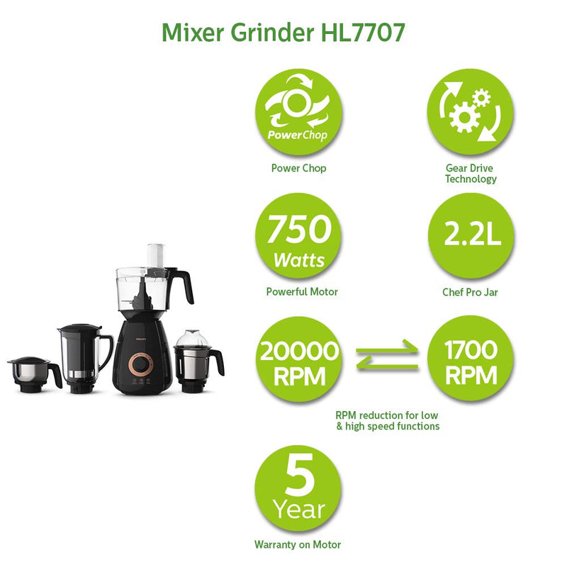 Philips HL7707/00 750-Watt Mixer Grinder With 4 jars