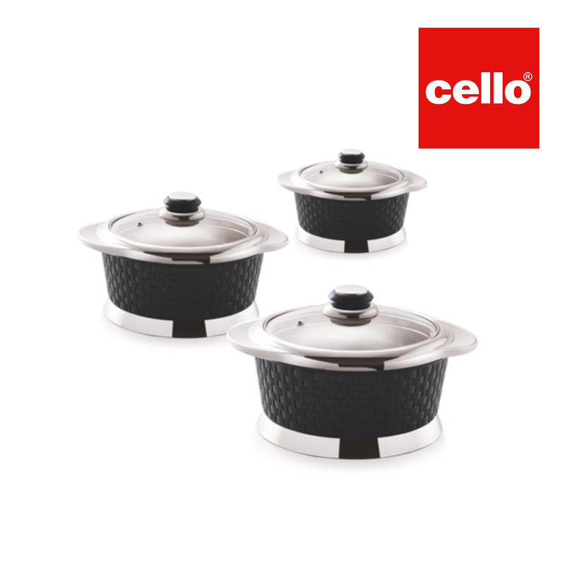 CELLO ARISTOCRAT 3 PIECES Hot Pot Set Food Warmer Serving Insulated Thermal Casserole