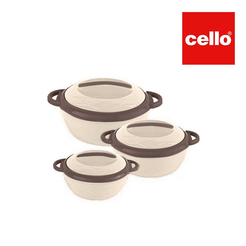 CELLO HOT FLAVOUR 3 PIECES Hot Pot Set Food Warmer Serving Insulated Thermal Casserole