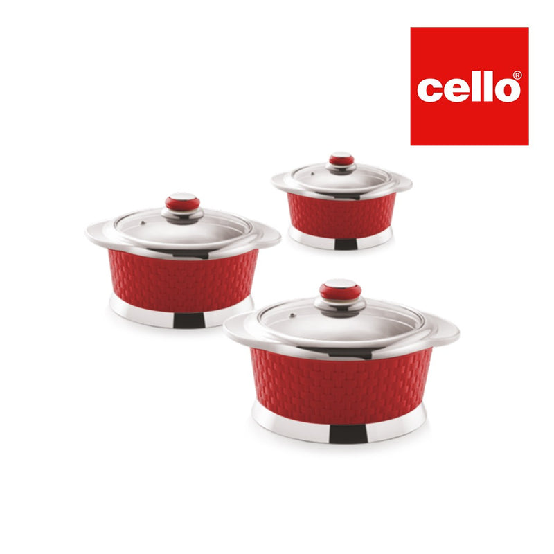 CELLO ARISTOCRAT 3 PIECES Hot Pot Set Food Warmer Serving Insulated Thermal Casserole